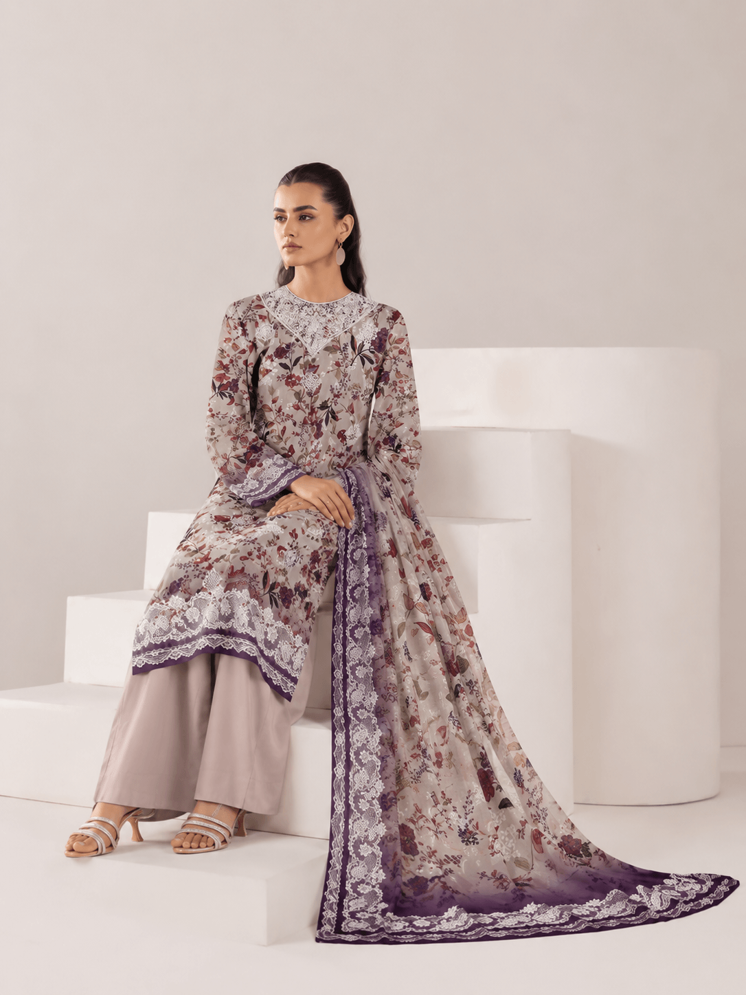 Laiba.DIGITAL PRINT FANCY STONE EMBROIDED SHIRT