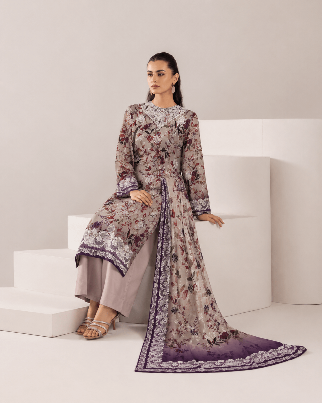 Laiba.DIGITAL PRINT FANCY STONE EMBROIDED SHIRT