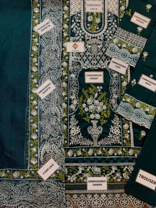 Mahnur . EmbroidedLuxury Chikankari Cotton 3 Piece Suit Festive Collection