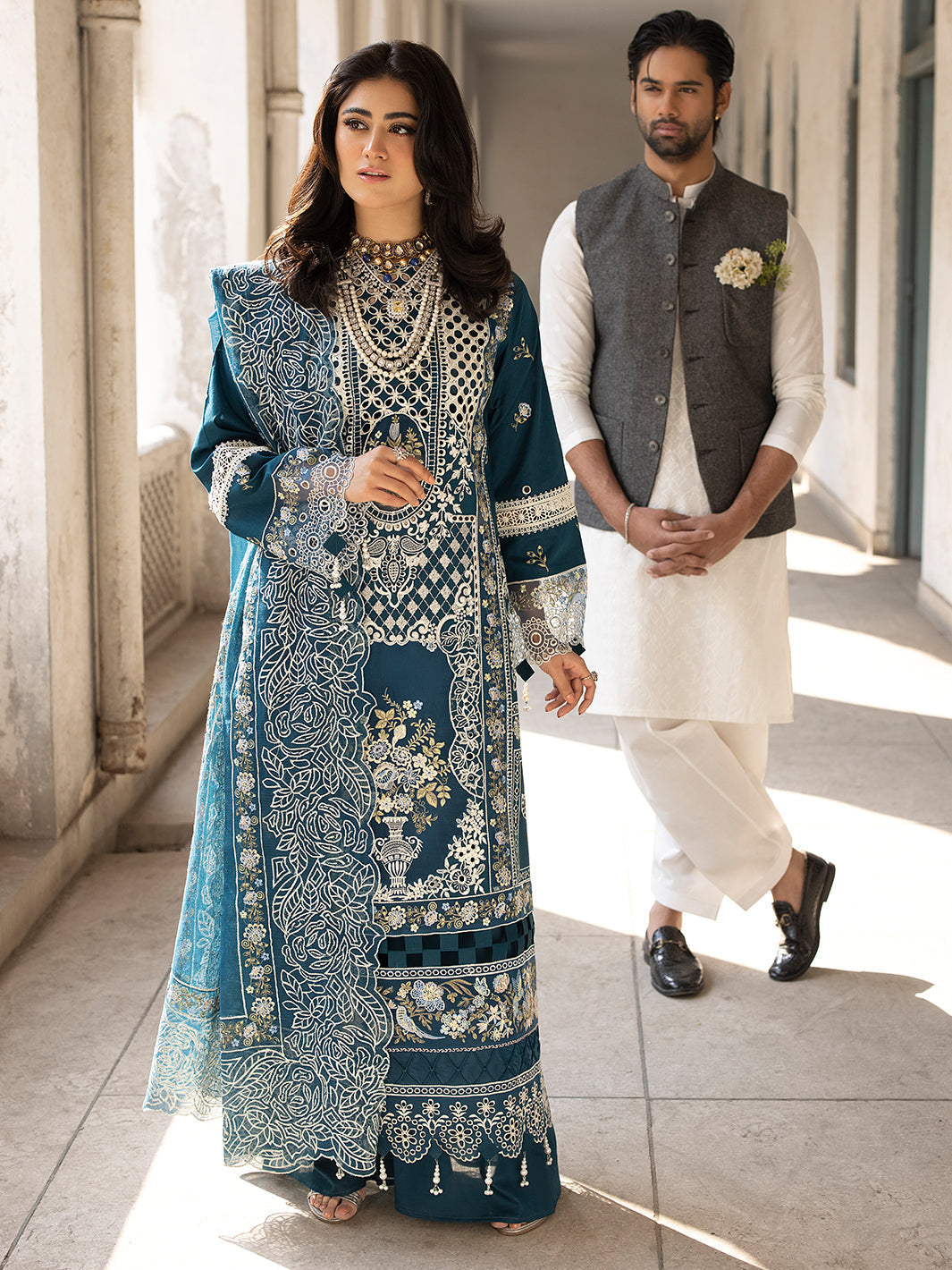 Mahnur . EmbroidedLuxury Chikankari Cotton 3 Piece Suit Festive Collection