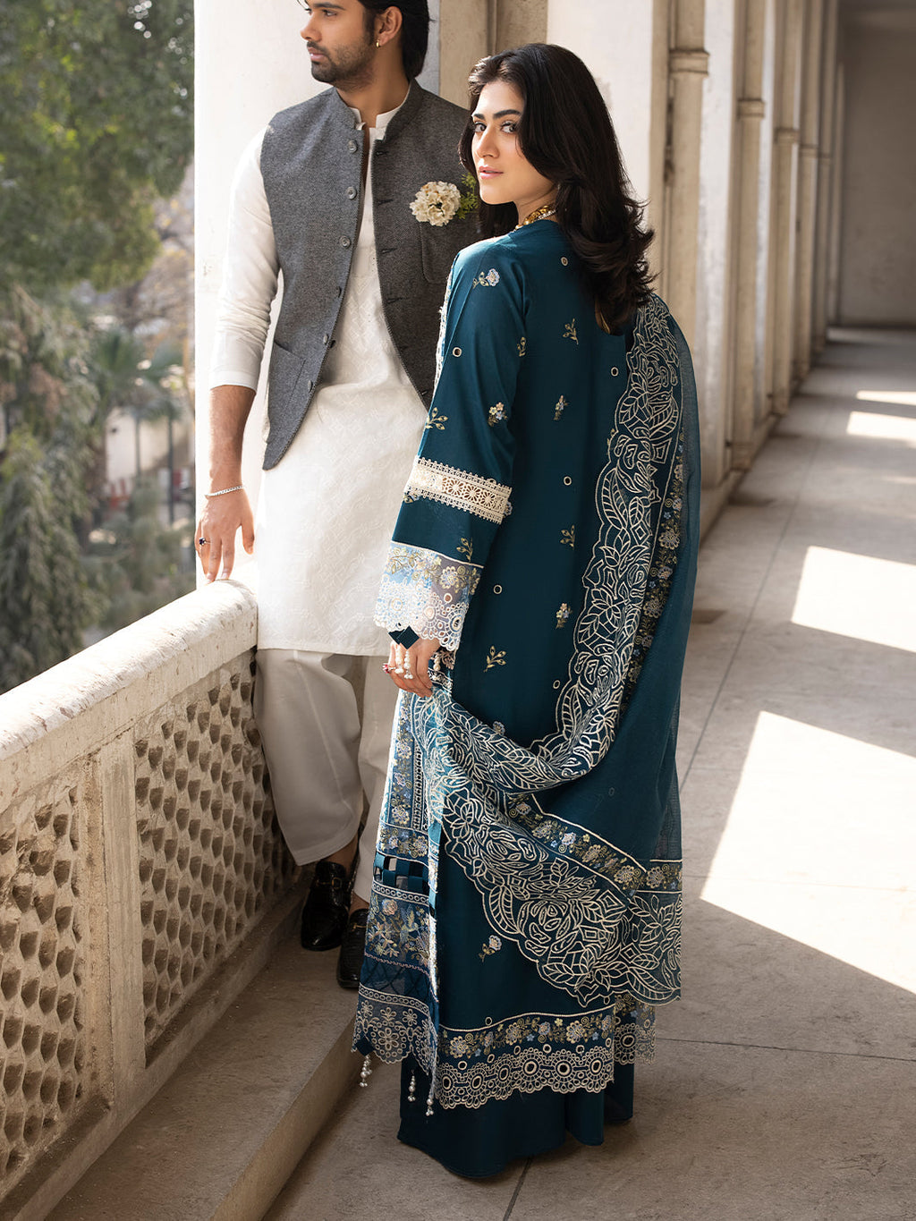 Mahnur . EmbroidedLuxury Chikankari Cotton 3 Piece Suit Festive Collection