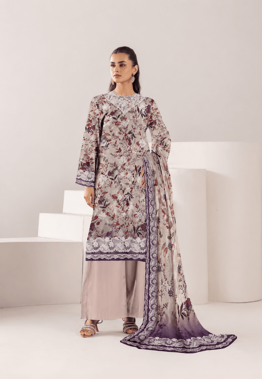 Laiba.DIGITAL PRINT FANCY STONE EMBROIDED SHIRT
