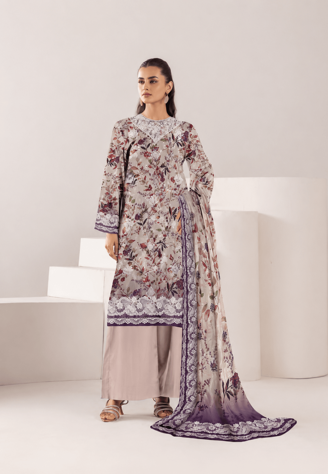 Laiba.DIGITAL PRINT FANCY STONE EMBROIDED SHIRT