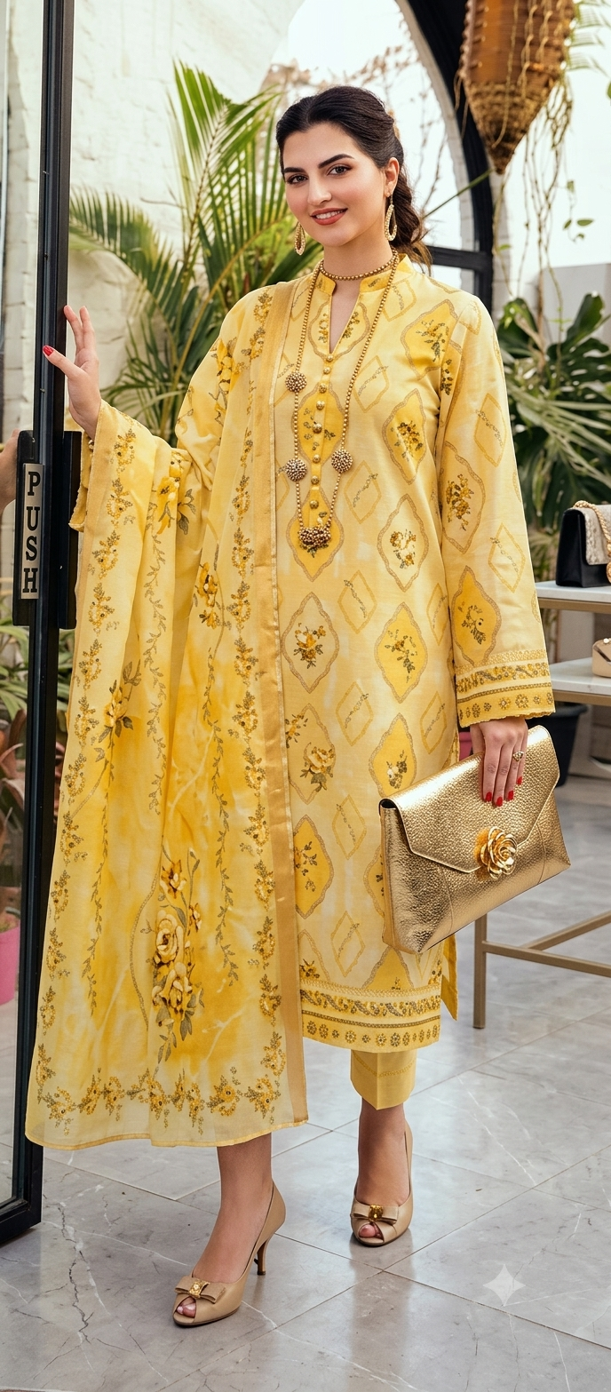 3 piece unstitch printed lawn