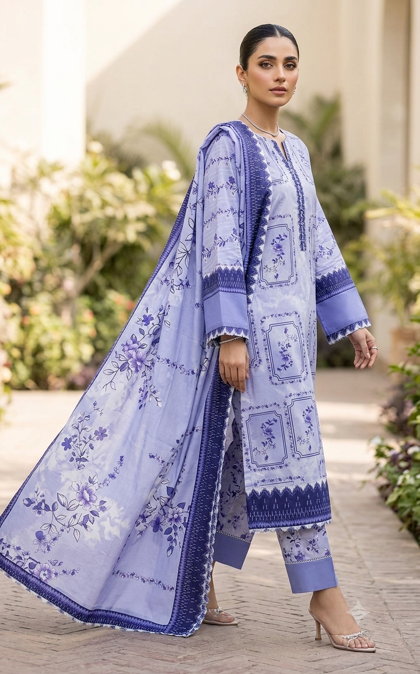 Three piece unstitch lawn