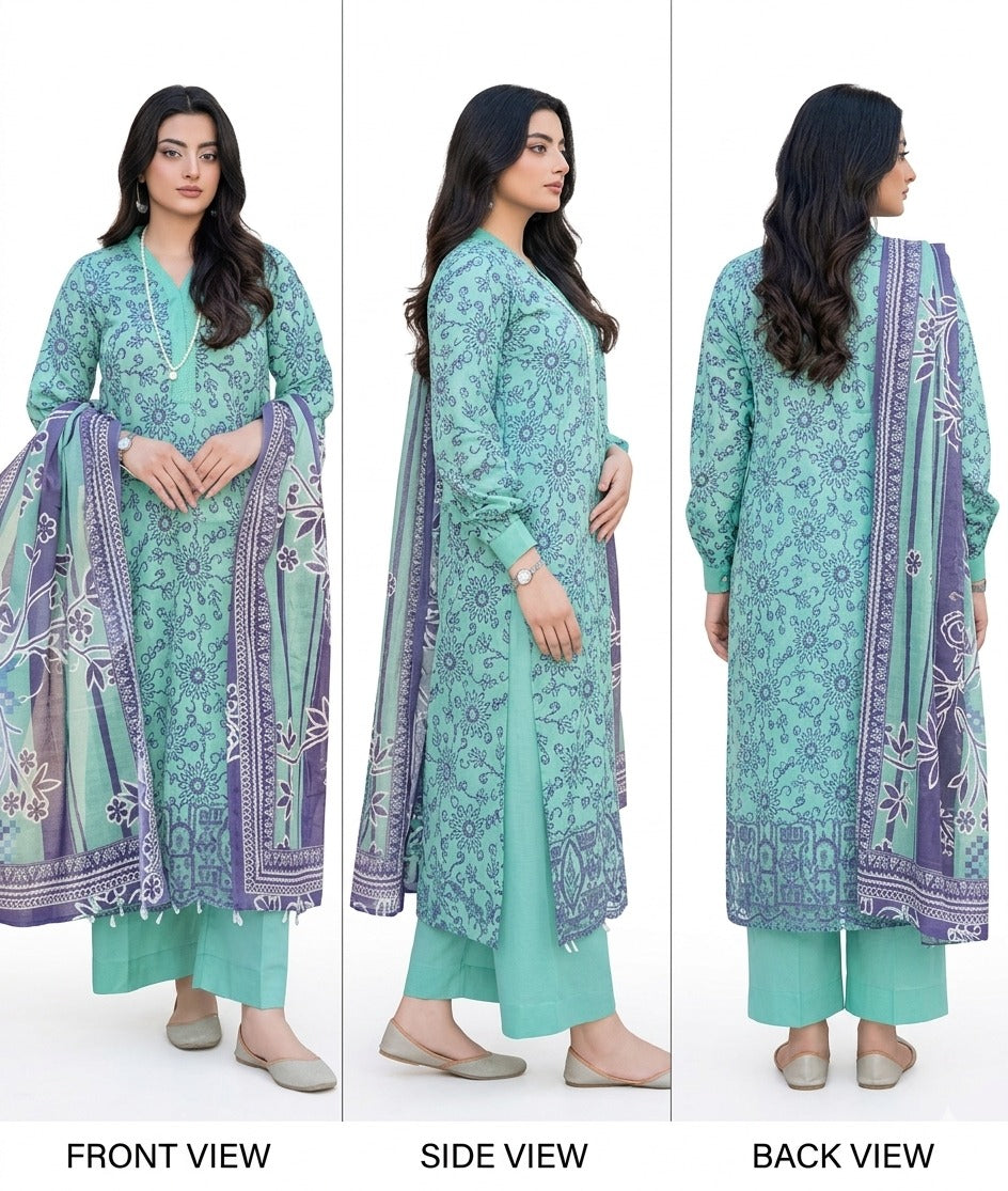 Grace 3pc embroided unstitch